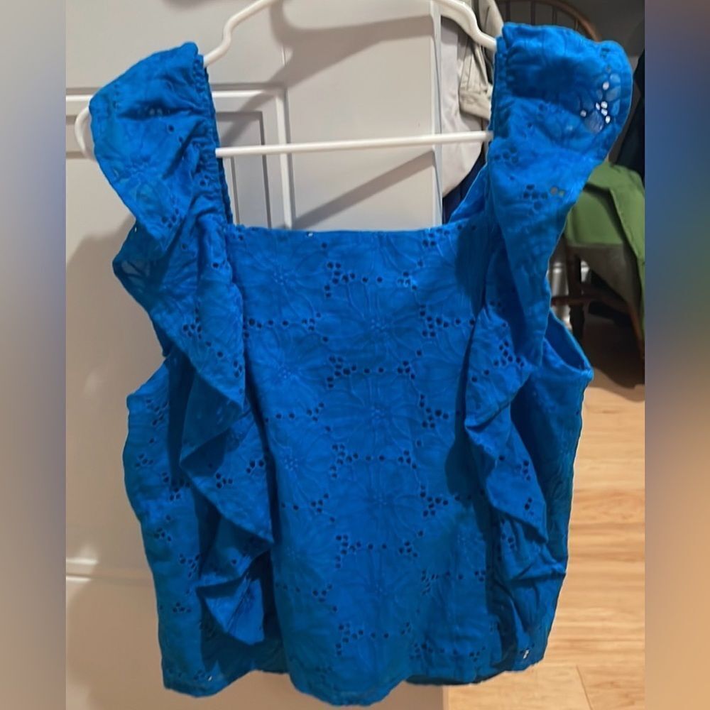 Gilli Blue Eyelit Top